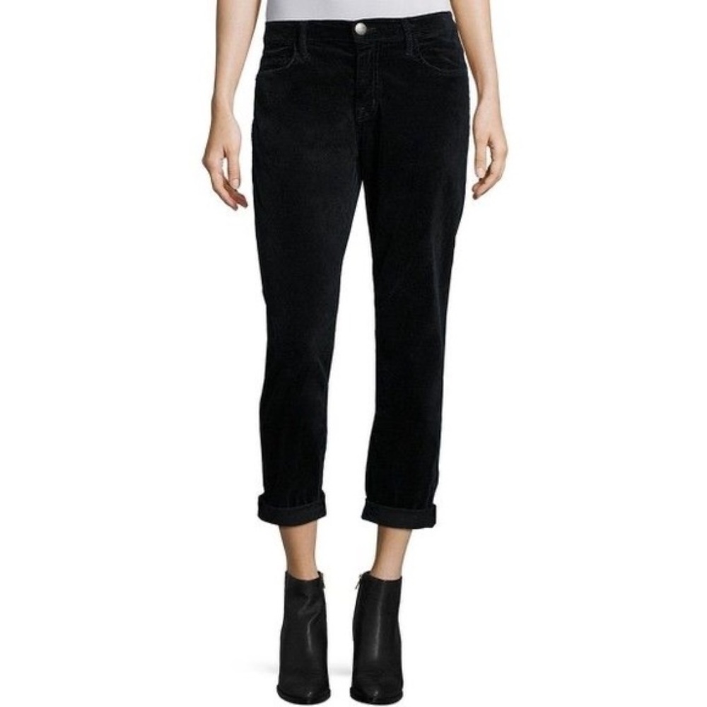 Current/Elliott The Fling Black Velvet Boyfriend Pants Size 27 Stretch